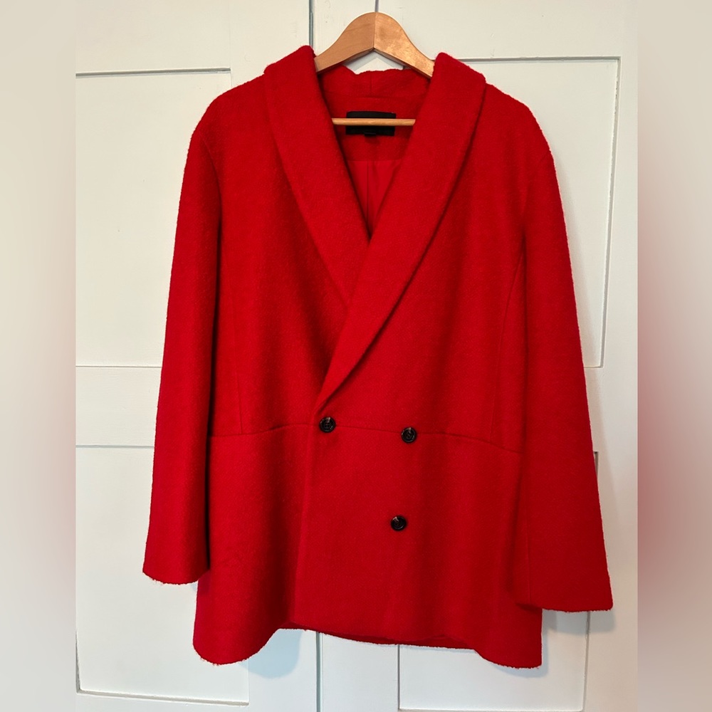 NWOT Ann Taylor red pea coat size L